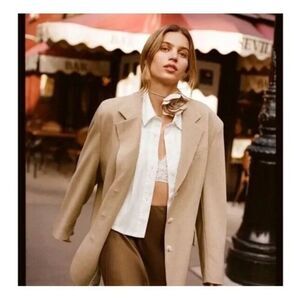 Anthropologie Maeve Oversized Blazer XS/S Jacket Pockets Menswear Neutral Beige